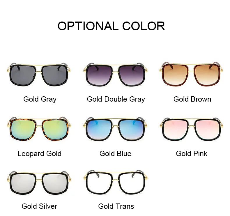 Classic Brand Designer Flat Top Mirror Sun Glasses Square Gold Male Female Superstar Oversized Men Sunglasses Women