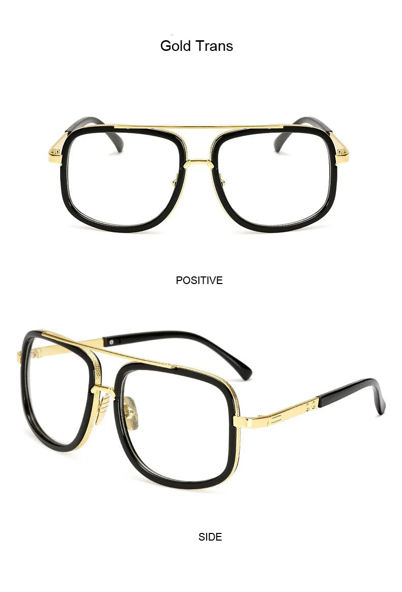 Classic Brand Designer Flat Top Mirror Sun Glasses Square Gold Male Female Superstar Oversized Men Sunglasses Women