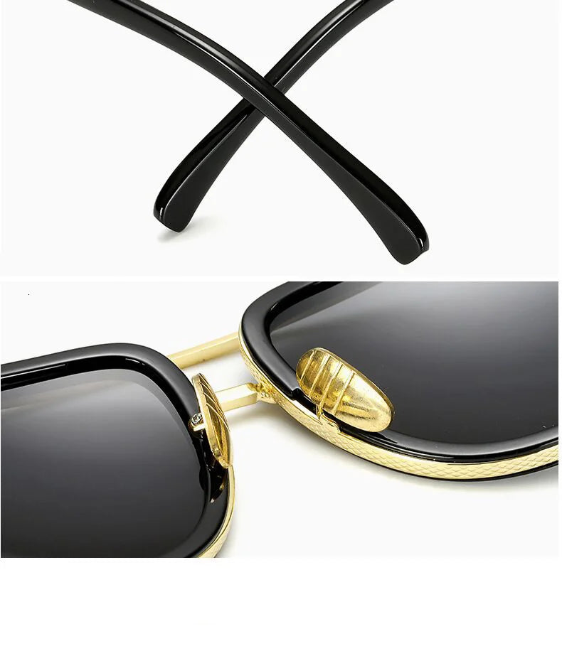 Classic Brand Designer Flat Top Mirror Sun Glasses Square Gold Male Female Superstar Oversized Men Sunglasses Women