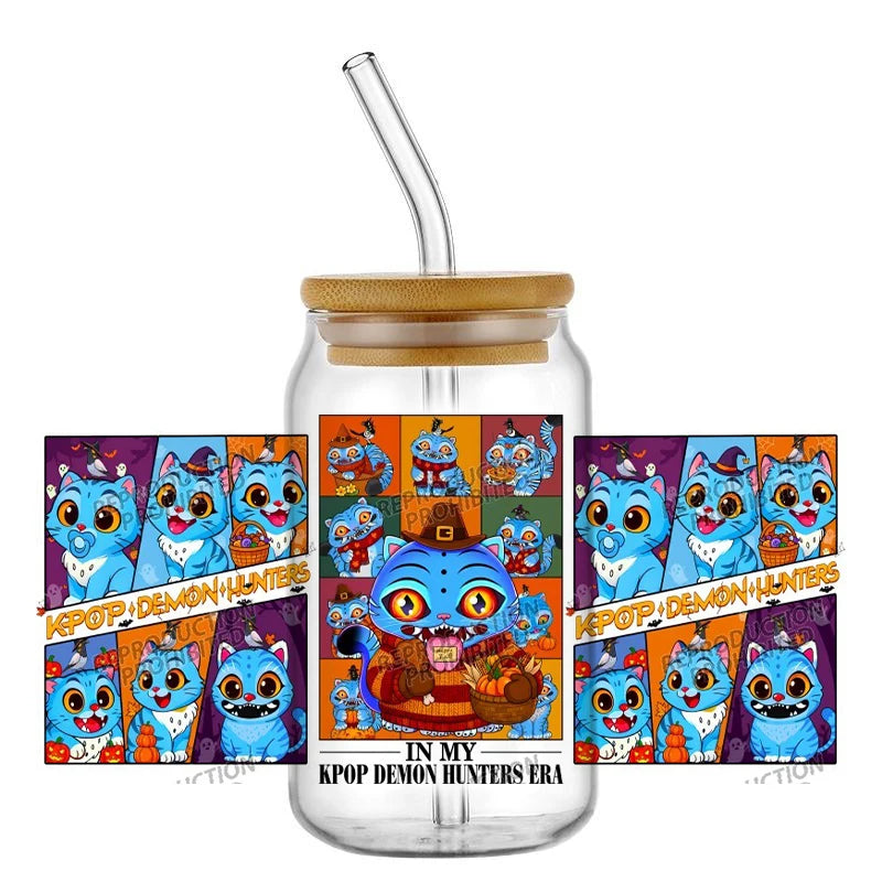 30 Style of Kpop Boy Band Design 3D UV DTF 16oz Cup Wraps Demon Inspired Hunter Girl Anime Fan 3D Transfers Stickers