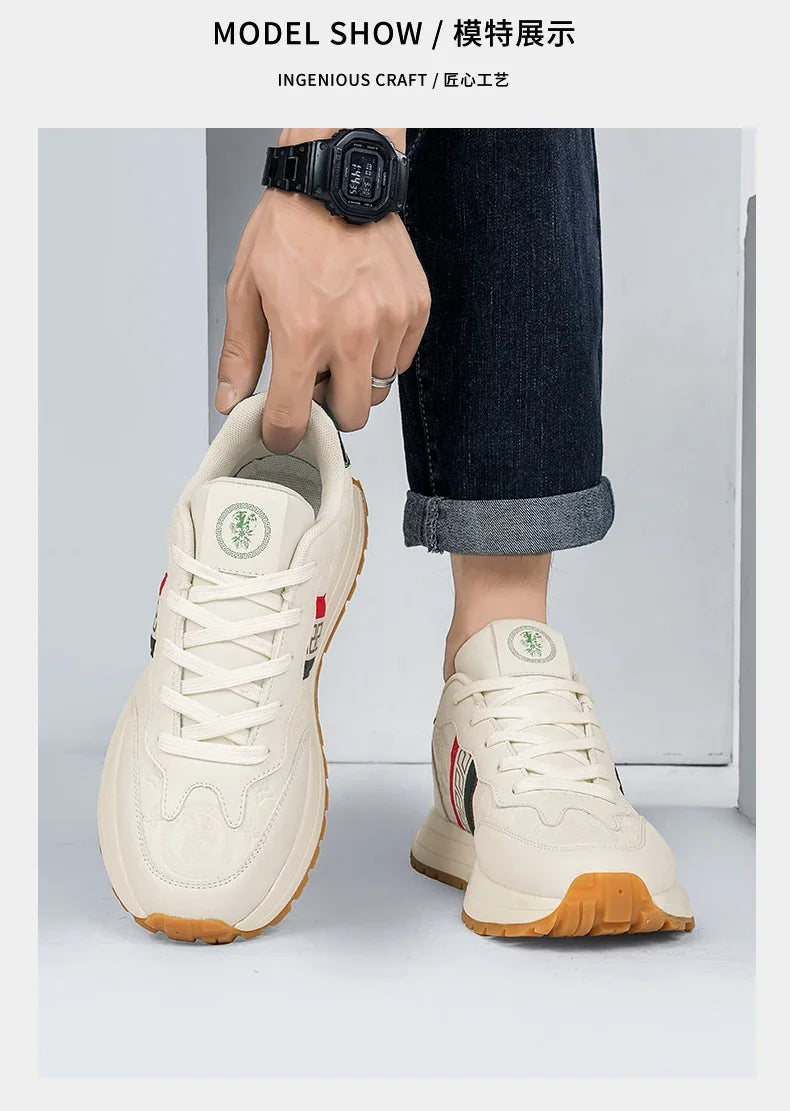 Genuine Leather Casual Shoes Men Designer Luxury Women Tennis Chunky Sneakers Muffin Sport Shoes Man Male Board Footwear