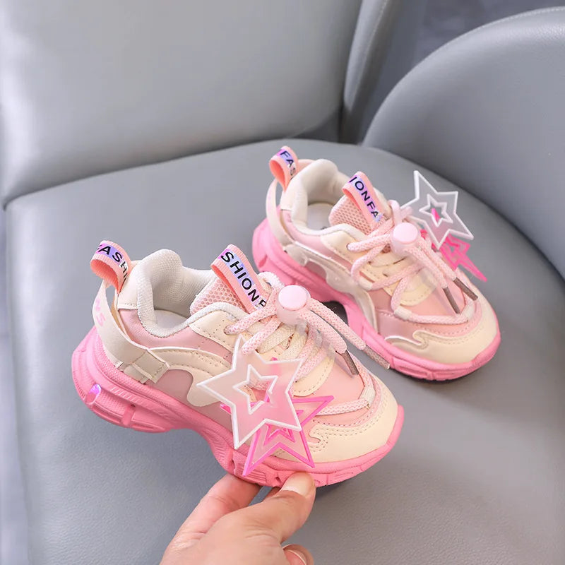 Spring Sneakers Girl New Versatile Kid Shoes Comfort Breathable LED Light Casual Shoes Run Sports Trend Boys Shoe Tenis De Mujer
