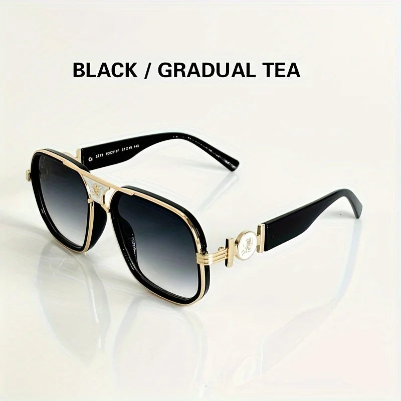 Stylish, Exquisite, Sexy and Elegant Square Glasses, Unique Temple Design, Suitable for Men and Women Outdoor Sports, Parties, Vacation, Travel, Driving, Fishing, Photo Props Provided