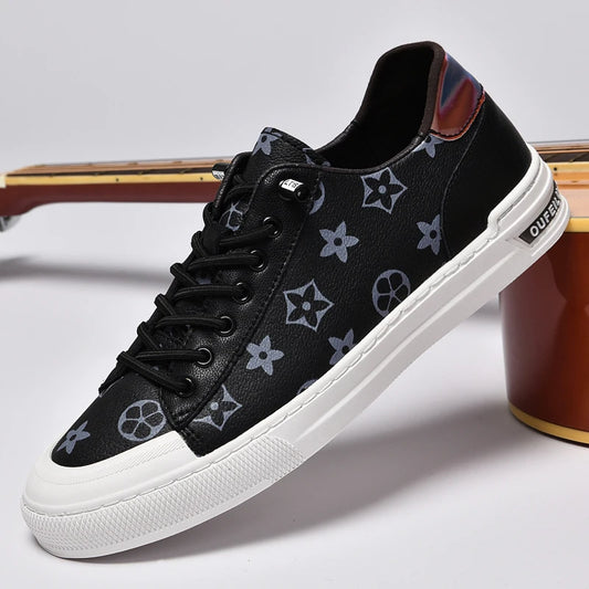 2025 Autumn Men's White Sneakers - Breathable Korean Street Style, Versatile Casual Shoes with Hong Kong Vibes