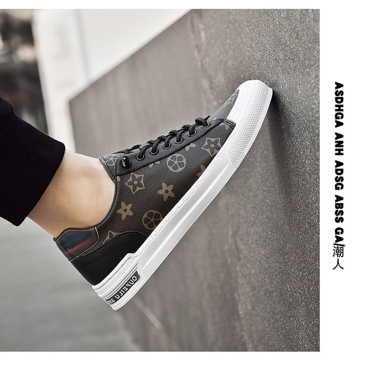 2025 Autumn Men's White Sneakers - Breathable Korean Street Style, Versatile Casual Shoes with Hong Kong Vibes