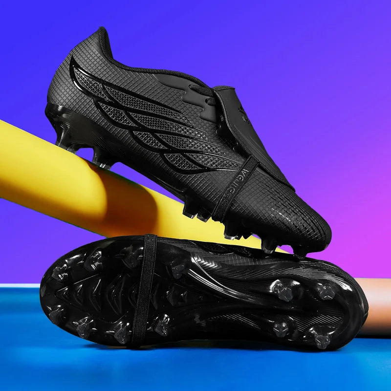 Youth Football Shoes with Long Spikes, Tongue-Less Laces, Ultra-High-End Natural Grass Special Football Shoes