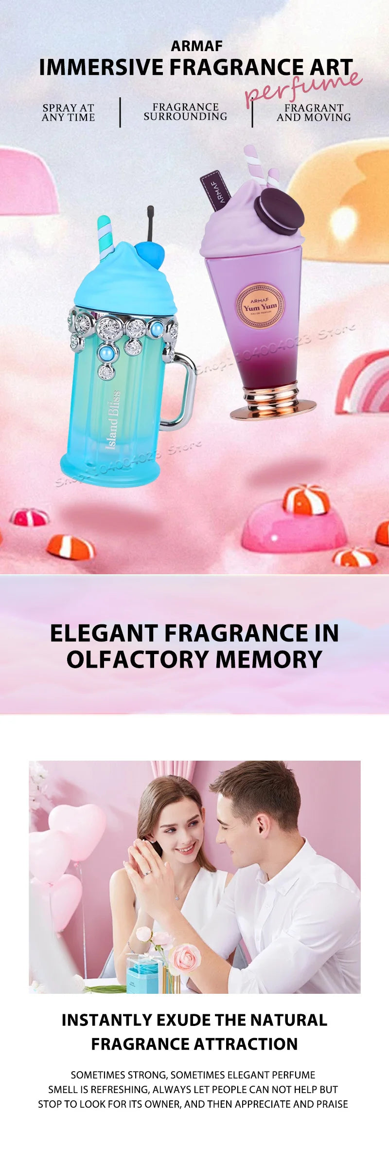 100ML Original Arabian Perfume Armaf Delights Yum Yum Eau de Parfum For Women Armaf Island Bliss For Men Luxury Brand Perfume