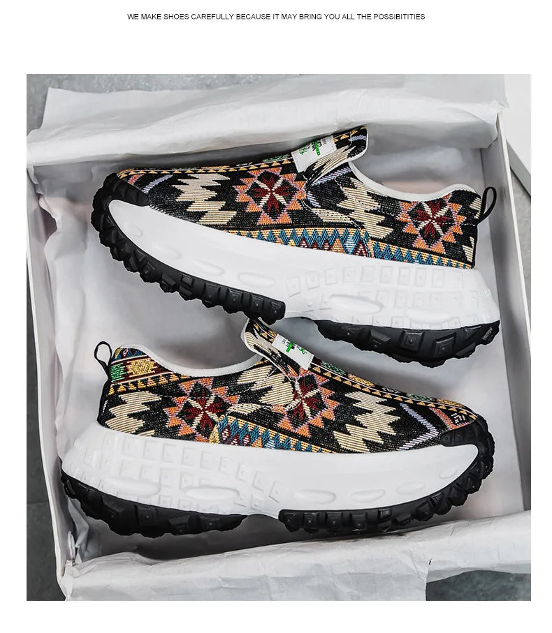 Man Plus Size  for Men 2025 Wedges Platform Sneakers Fashion Weave Hollow Ladies Loafers Slip-on Casual Shoes