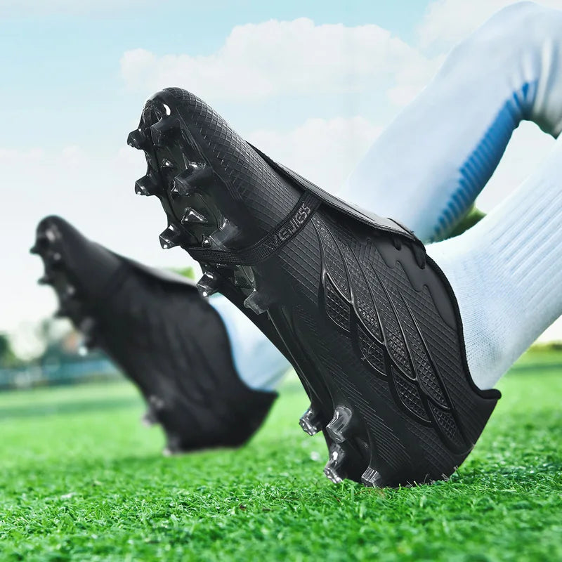 Youth Football Shoes with Long Spikes, Tongue-Less Laces, Ultra-High-End Natural Grass Special Football Shoes
