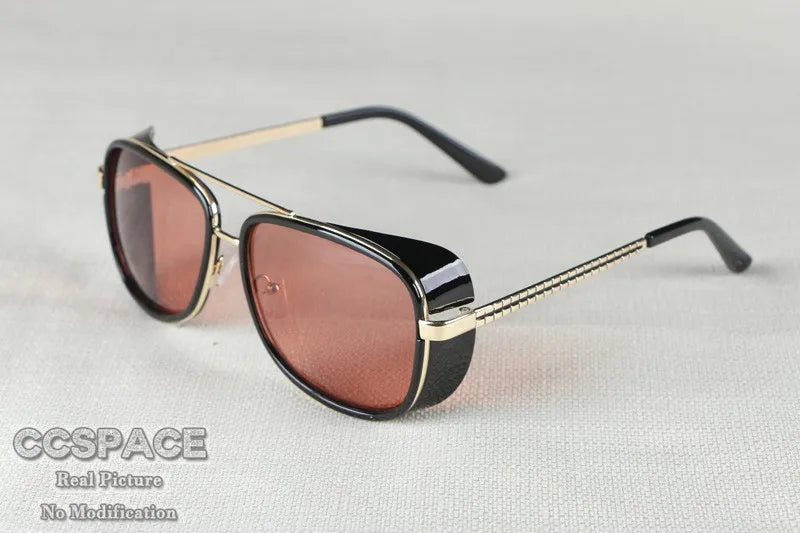 SU079 Retro Sun Glasses Red Lenses For Men Steam punk Women Vintage Male Sunglasses 2024 Men Goggle UV400