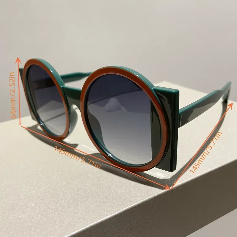Round Double Color Sunglasses for Women Men Retro Trendy UV400 Sun Glasses Goggles Outdoor Hip Hop Travel Beach Eyewear Goggles