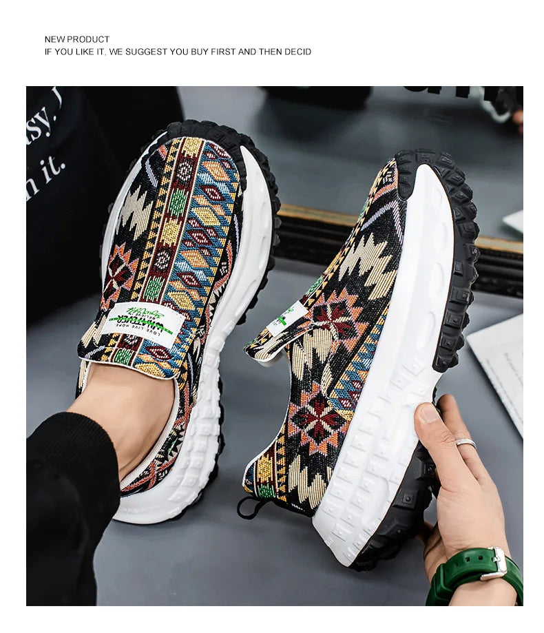 Man Plus Size  for Men 2025 Wedges Platform Sneakers Fashion Weave Hollow Ladies Loafers Slip-on Casual Shoes