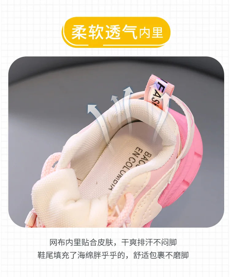 Spring Sneakers Girl New Versatile Kid Shoes Comfort Breathable LED Light Casual Shoes Run Sports Trend Boys Shoe Tenis De Mujer