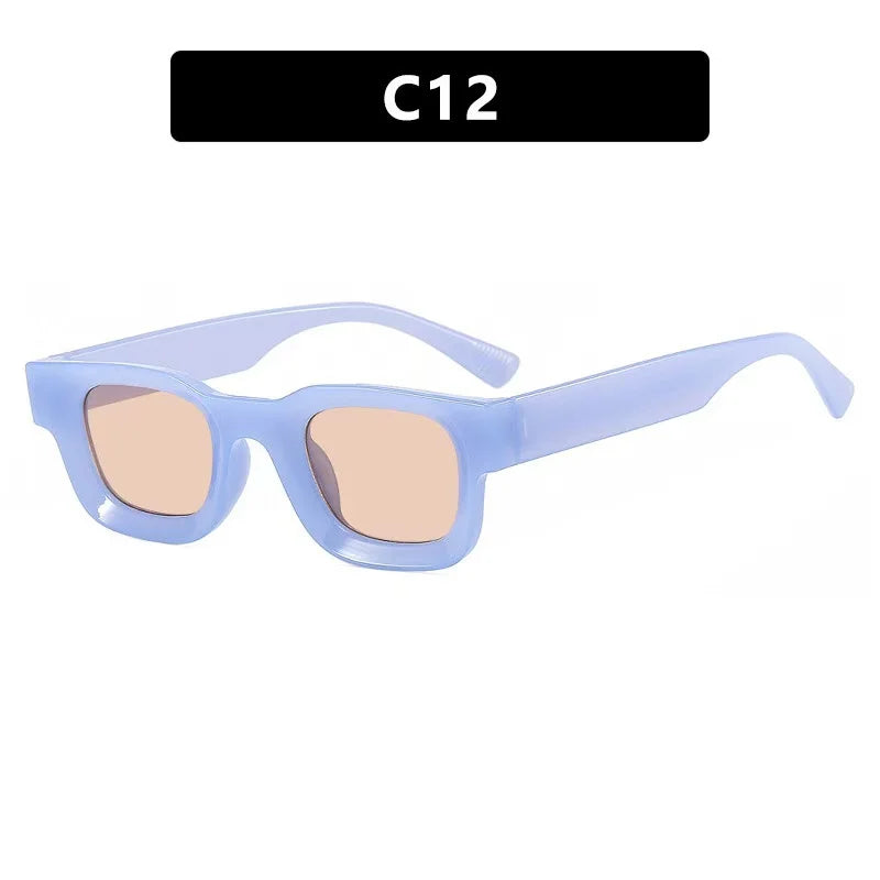 Small Sunglasses Rectangle Thick Frame Square Sun Glasses Men's Black Blue Ladies Sun Shades Uv400 Unisex Eyewears