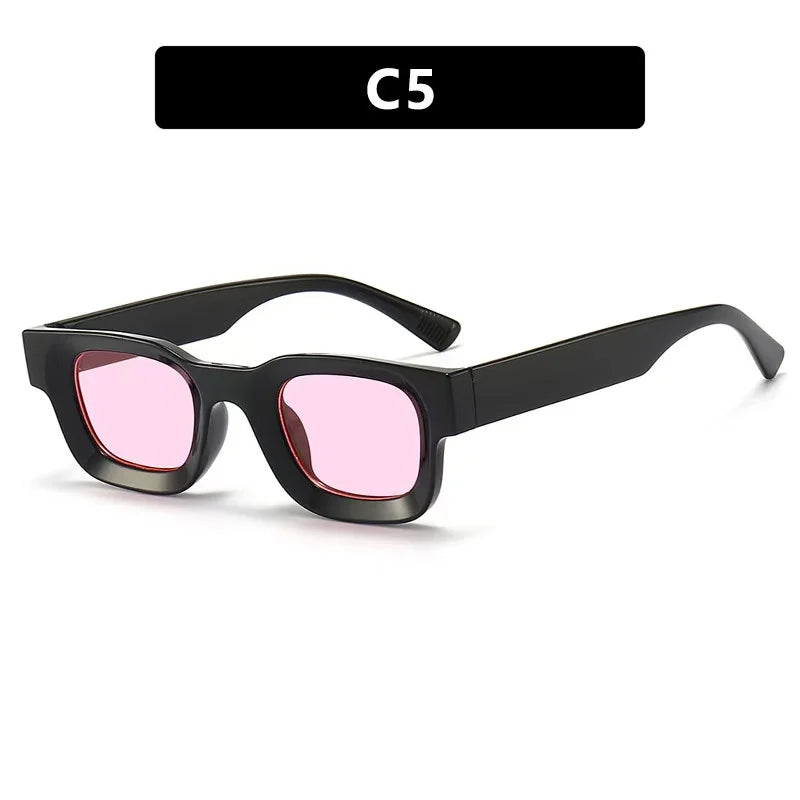 Small Sunglasses Rectangle Thick Frame Square Sun Glasses Men's Black Blue Ladies Sun Shades Uv400 Unisex Eyewears