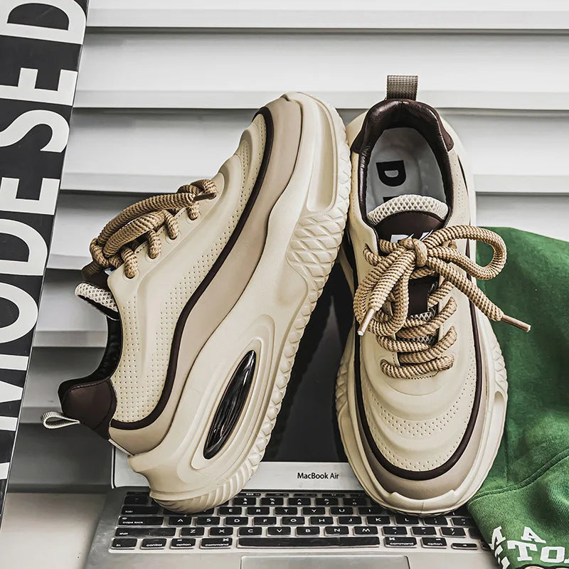 Men Casual Sneakers 2025 Spring New Fashion Gym Sports Leisure Shoes Men's Versatile Thick Sole Height Increasing Walking Shoes