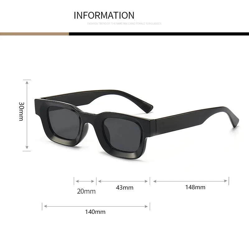 Small Sunglasses Rectangle Thick Frame Square Sun Glasses Men's Black Blue Ladies Sun Shades Uv400 Unisex Eyewears