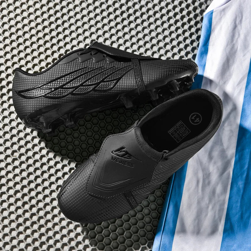 Youth Football Shoes with Long Spikes, Tongue-Less Laces, Ultra-High-End Natural Grass Special Football Shoes