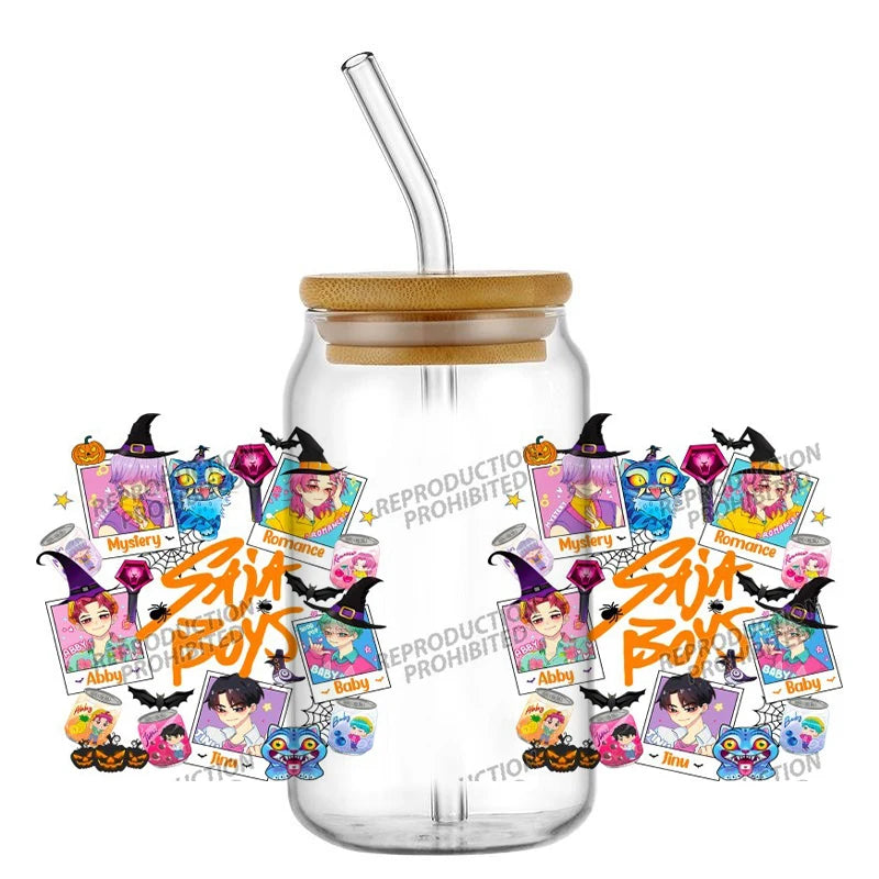 30 Style of Kpop Boy Band Design 3D UV DTF 16oz Cup Wraps Demon Inspired Hunter Girl Anime Fan 3D Transfers Stickers
