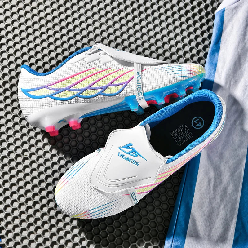 Youth Football Shoes with Long Spikes, Tongue-Less Laces, Ultra-High-End Natural Grass Special Football Shoes