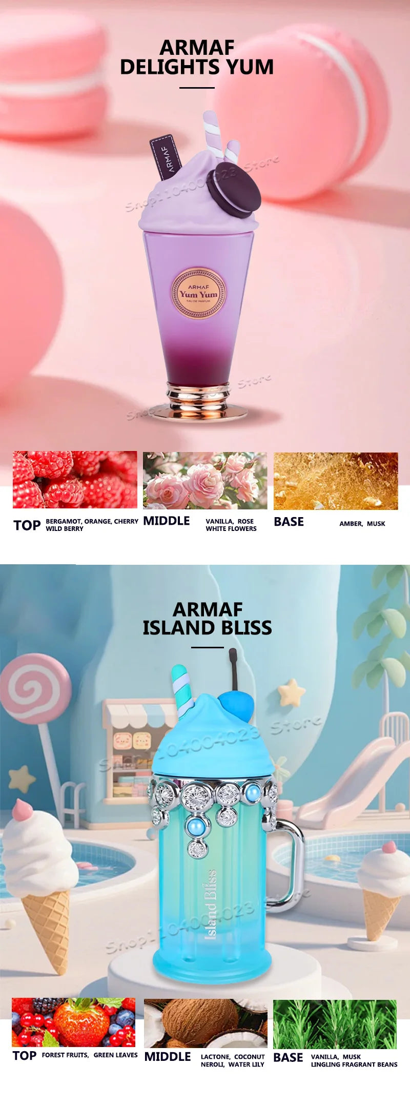 100ML Original Arabian Perfume Armaf Delights Yum Yum Eau de Parfum For Women Armaf Island Bliss For Men Luxury Brand Perfume