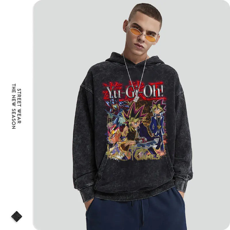 Anime Yu Gi Oh Hoodie Men Oversize Yugioh Hooded Sweatshirts Streetwear Pullover Hip Hop Retro Manga Yugi Muto Seto Kaiba Hoodie