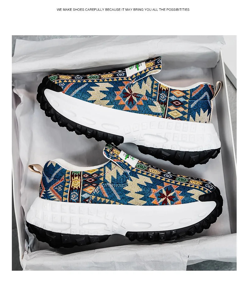 Man Plus Size  for Men 2025 Wedges Platform Sneakers Fashion Weave Hollow Ladies Loafers Slip-on Casual Shoes