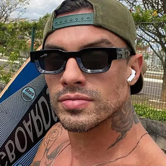 Small Sunglasses Rectangle Thick Frame Square Sun Glasses Men's Black Blue Ladies Sun Shades Uv400 Unisex Eyewears
