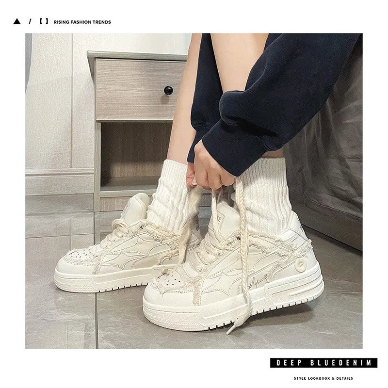 Women Shoes For Men Tennis Retro Fashion Star Shoes White Leather Male Sneakers Couple Outdoor Sport Casual Shoes