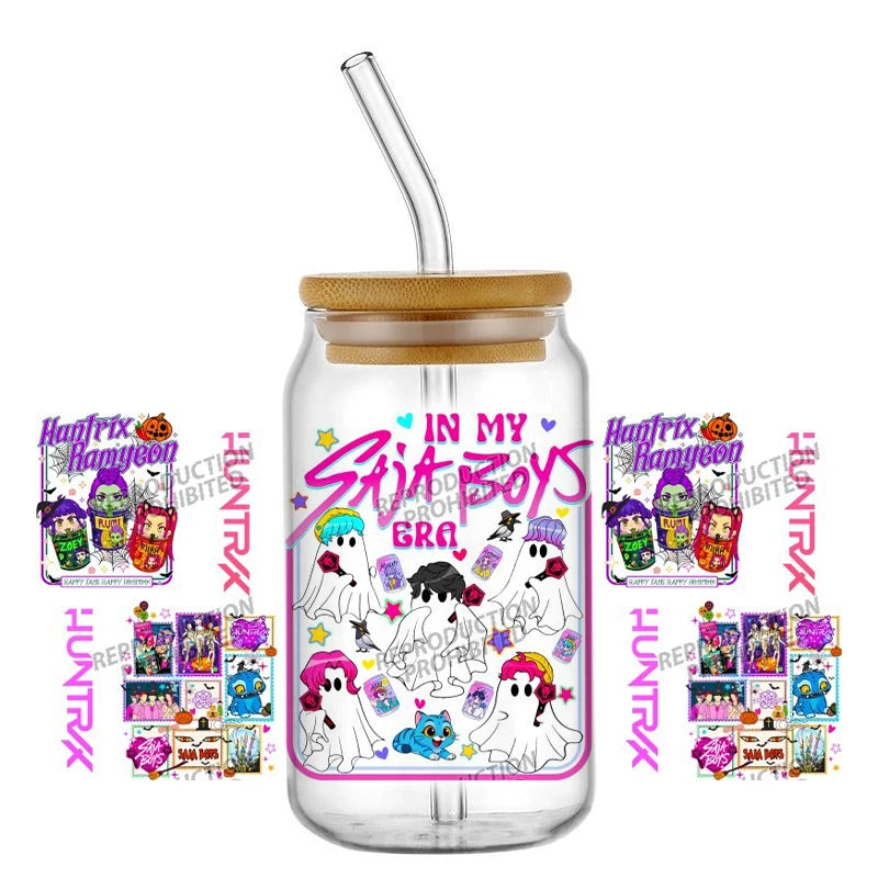 30 Style of Kpop Boy Band Design 3D UV DTF 16oz Cup Wraps Demon Inspired Hunter Girl Anime Fan 3D Transfers Stickers