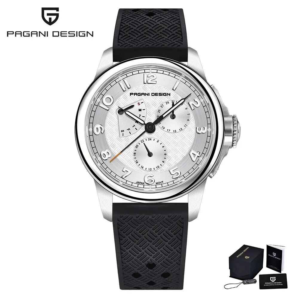 PAGANI DESIGN 2024 New Men's Quartz Watches VH88 Multifunction Stainless Steel Sapphire Business Sport Clock Watch for Men
