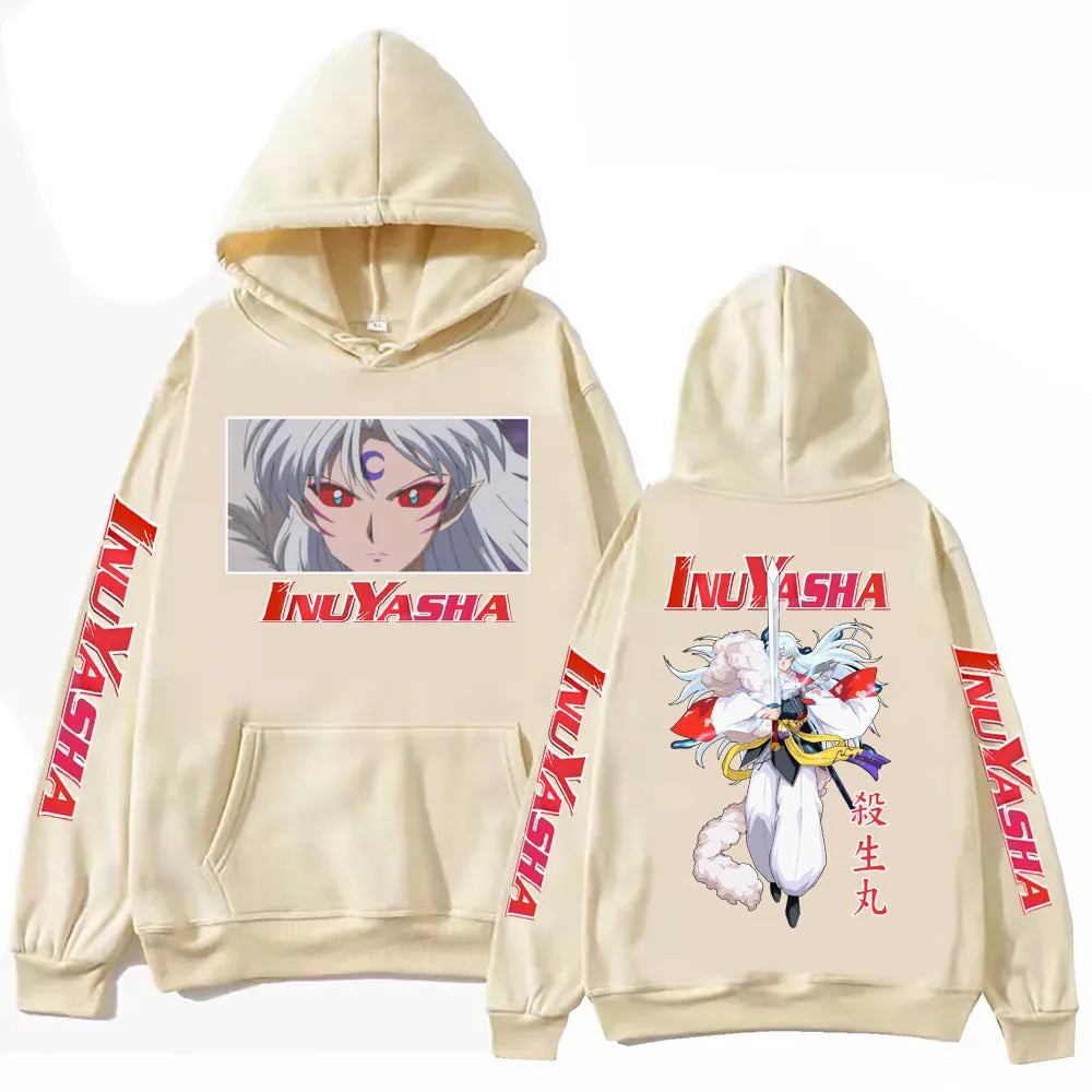 Anime InuYasha Sesshoumaru Hoodie Harajuku Hip Hop Pullover Tops Fans Gift