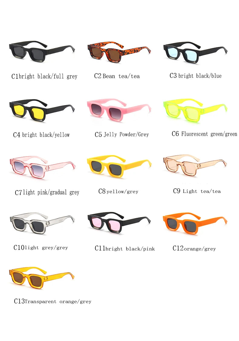 Small Sunglasses Rectangle Thick Frame Square Sun Glasses Men's Black Blue Ladies Sun Shades Uv400 Unisex Eyewears