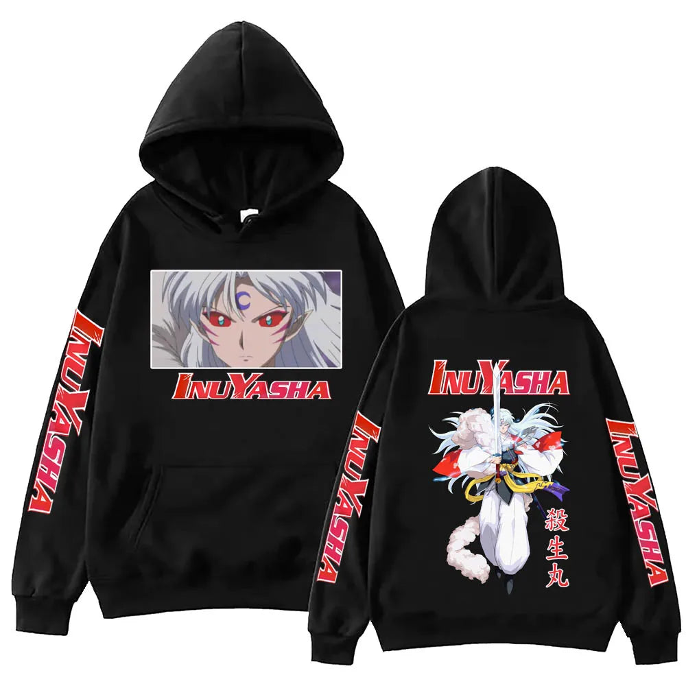 Anime InuYasha Sesshoumaru Hoodie Harajuku Hip Hop Pullover Tops Fans Gift