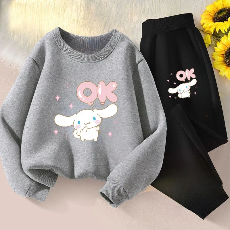 Spring New Style Boys Casual Hoodies Long Pant Two Piece Sets Cinnamoroll Printed Kids Sweatsuits Girls Pullover Set 2025