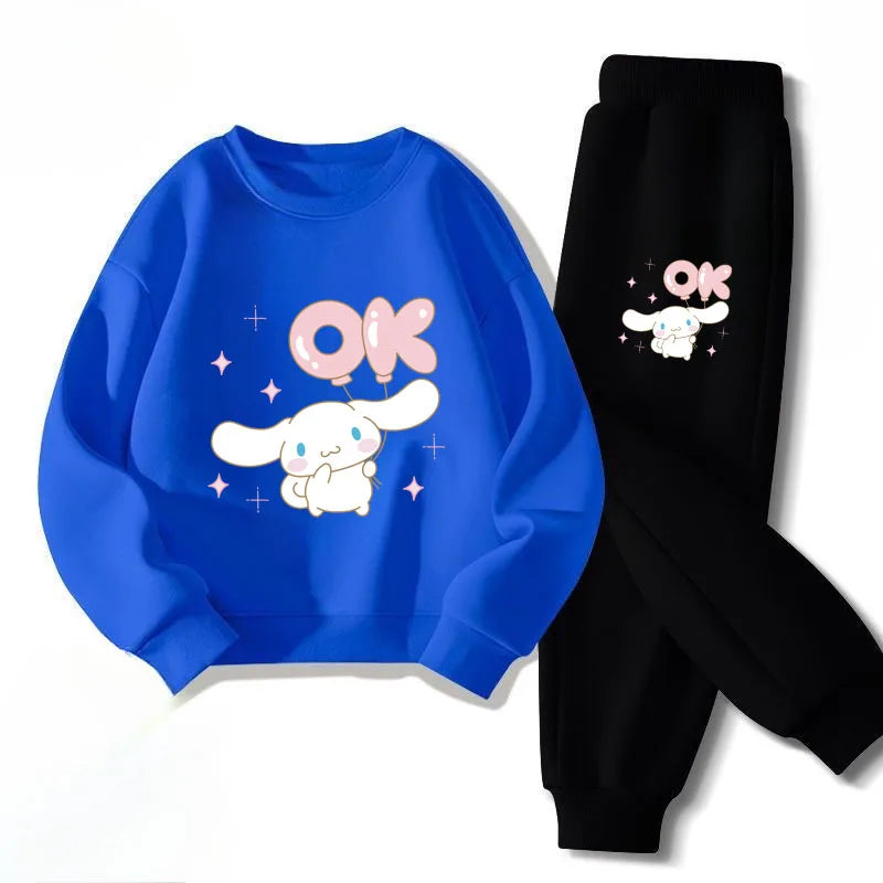Spring New Style Boys Casual Hoodies Long Pant Two Piece Sets Cinnamoroll Printed Kids Sweatsuits Girls Pullover Set 2025