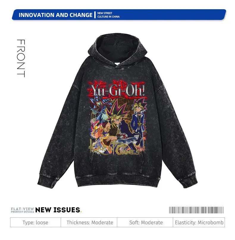 Anime Yu Gi Oh Hoodie Men Oversize Yugioh Hooded Sweatshirts Streetwear Pullover Hip Hop Retro Manga Yugi Muto Seto Kaiba Hoodie