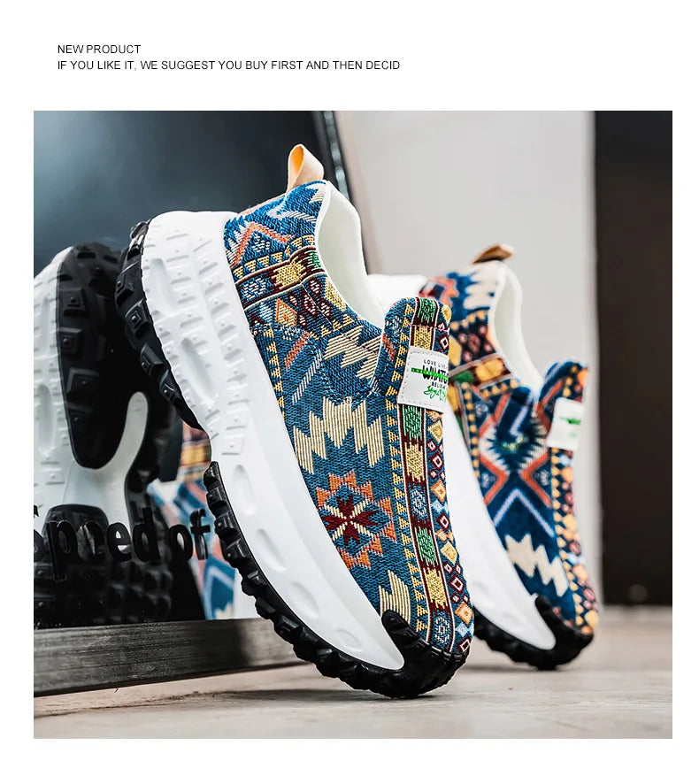 Man Plus Size  for Men 2025 Wedges Platform Sneakers Fashion Weave Hollow Ladies Loafers Slip-on Casual Shoes