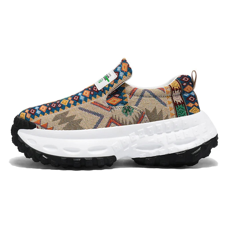 Man Plus Size  for Men 2025 Wedges Platform Sneakers Fashion Weave Hollow Ladies Loafers Slip-on Casual Shoes
