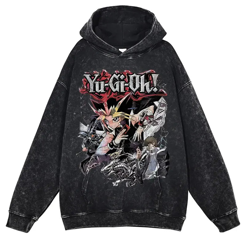Anime Yu Gi Oh Hoodie Men Oversize Yugioh Hooded Sweatshirts Streetwear Pullover Hip Hop Retro Manga Yugi Muto Seto Kaiba Hoodie
