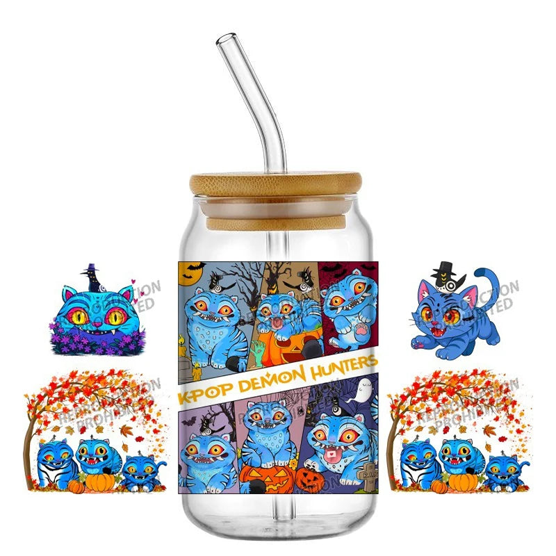 30 Style of Kpop Boy Band Design 3D UV DTF 16oz Cup Wraps Demon Inspired Hunter Girl Anime Fan 3D Transfers Stickers