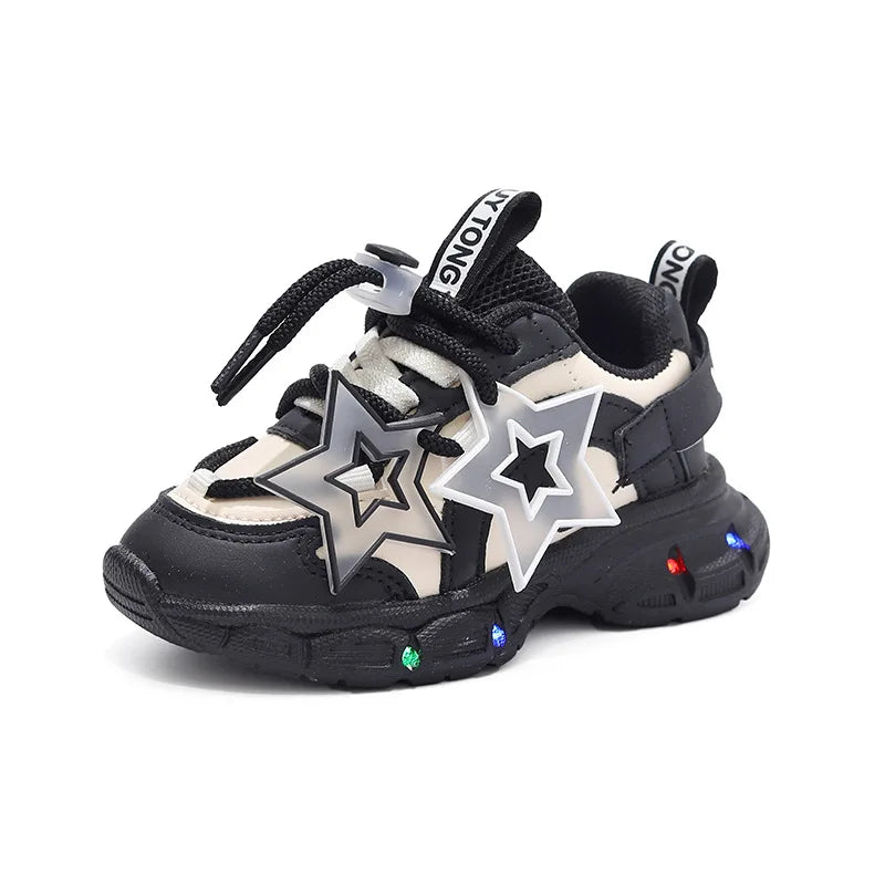 Spring Sneakers Girl New Versatile Kid Shoes Comfort Breathable LED Light Casual Shoes Run Sports Trend Boys Shoe Tenis De Mujer