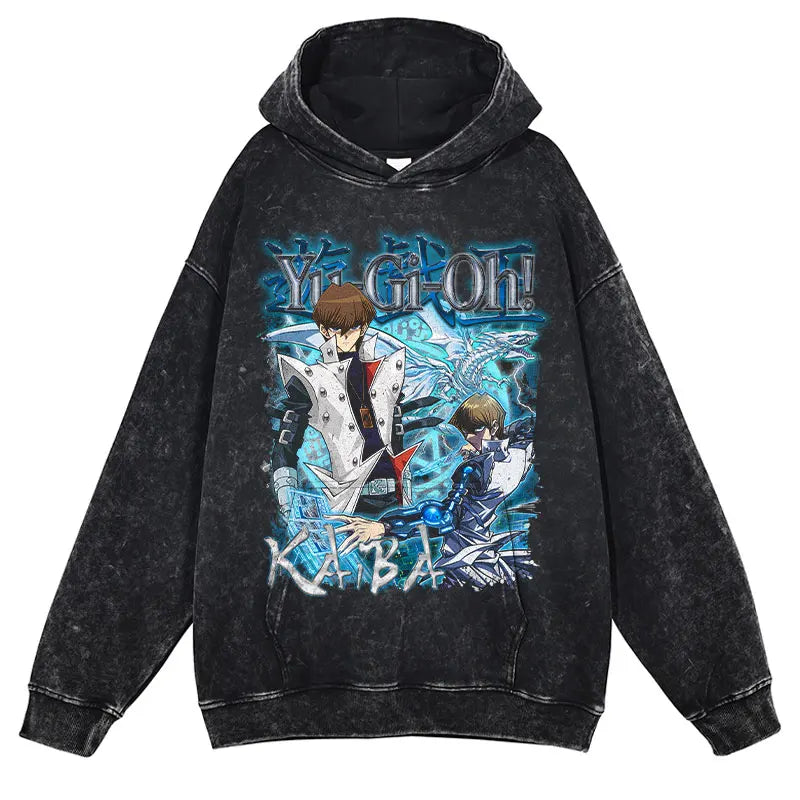 Anime Yu Gi Oh Hoodie Men Oversize Yugioh Hooded Sweatshirts Streetwear Pullover Hip Hop Retro Manga Yugi Muto Seto Kaiba Hoodie