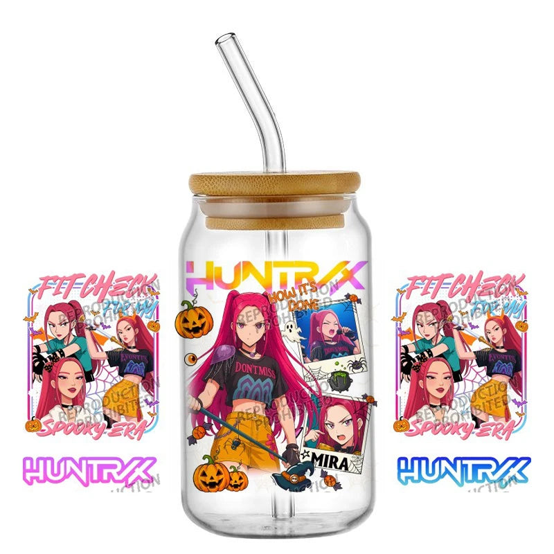 30 Style of Kpop Boy Band Design 3D UV DTF 16oz Cup Wraps Demon Inspired Hunter Girl Anime Fan 3D Transfers Stickers