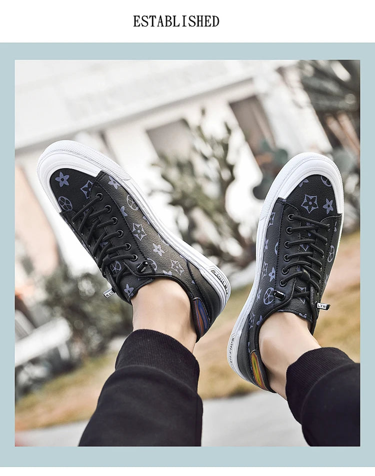 2025 Autumn Men's White Sneakers - Breathable Korean Street Style, Versatile Casual Shoes with Hong Kong Vibes