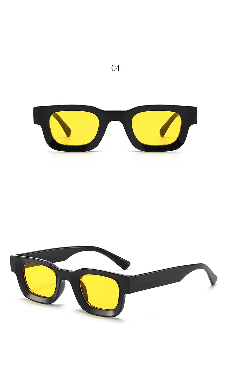 Small Sunglasses Rectangle Thick Frame Square Sun Glasses Men's Black Blue Ladies Sun Shades Uv400 Unisex Eyewears