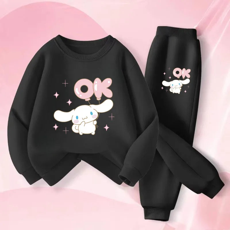 Spring New Style Boys Casual Hoodies Long Pant Two Piece Sets Cinnamoroll Printed Kids Sweatsuits Girls Pullover Set 2025