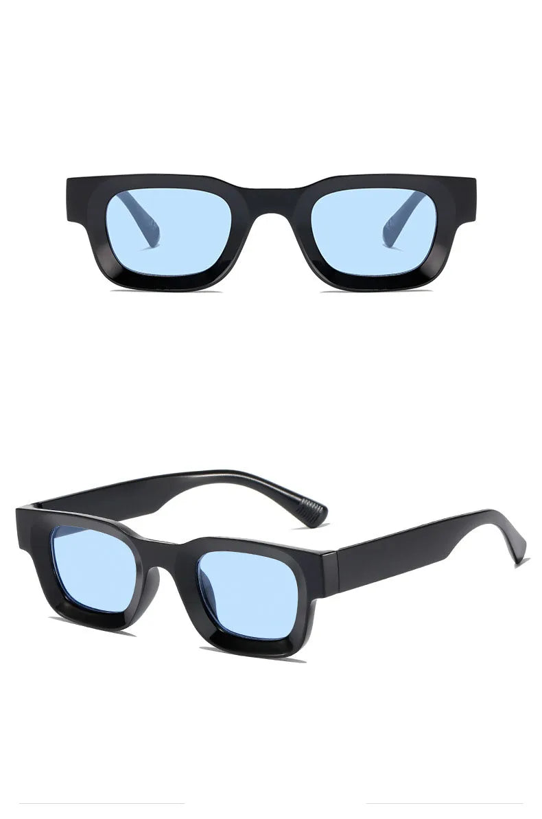 Small Sunglasses Rectangle Thick Frame Square Sun Glasses Men's Black Blue Ladies Sun Shades Uv400 Unisex Eyewears