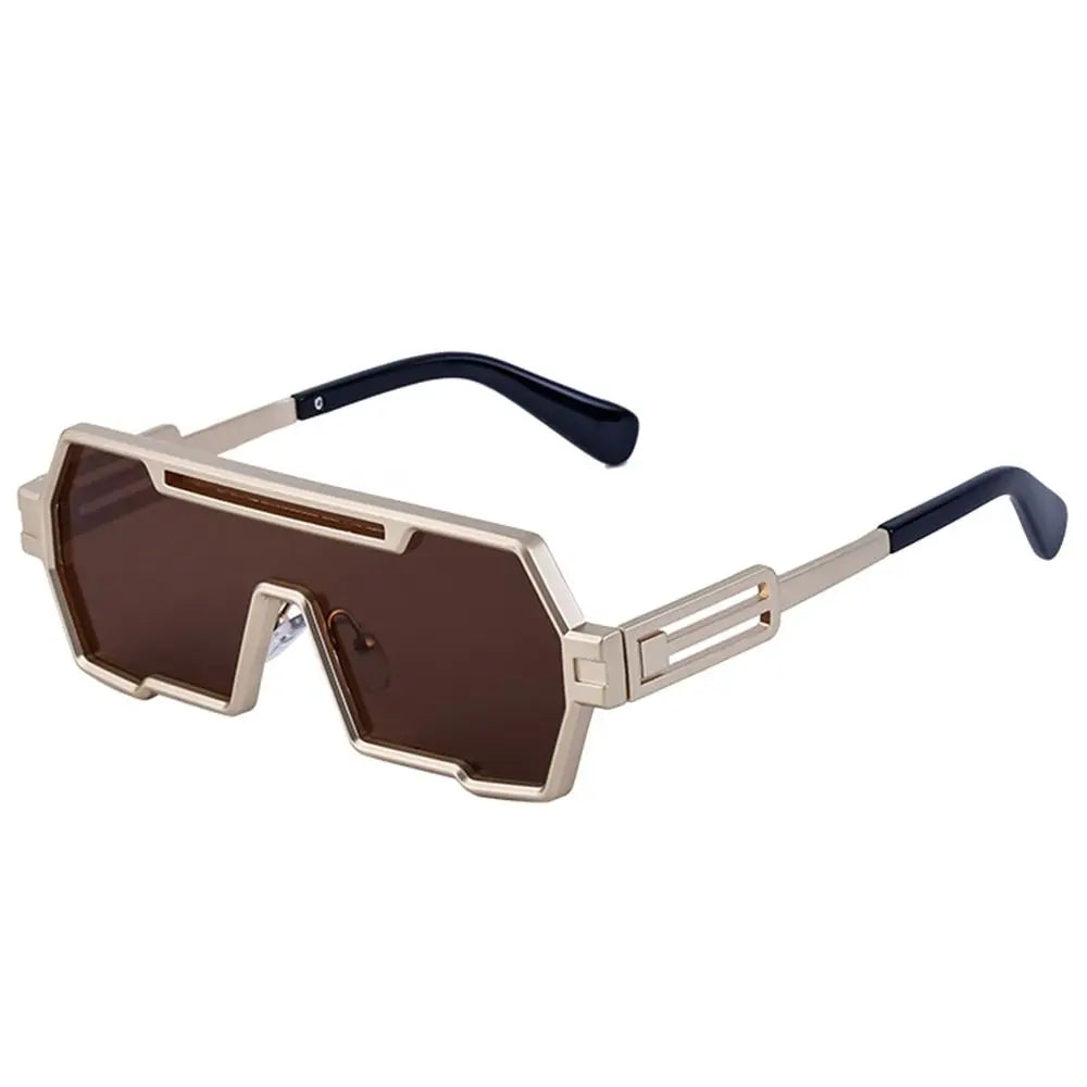 Metal Steampunk Sunglasses Trendy Punk UV400 Protection Shades Big Frame Irregular Square Sun Glasses for Men