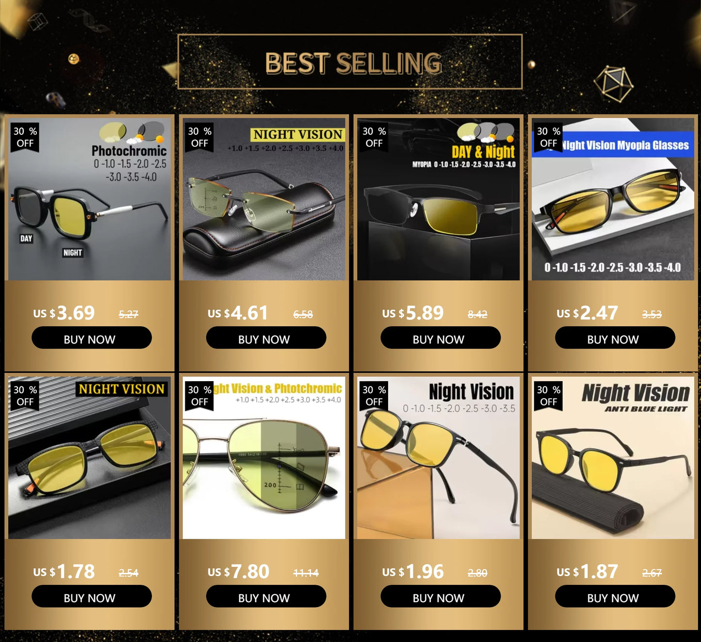 Square Night Vision Sunglasses Myopia Glasses for Men Women Photochromic Day Night Glasses UV Protection Eyewear for Car Driving